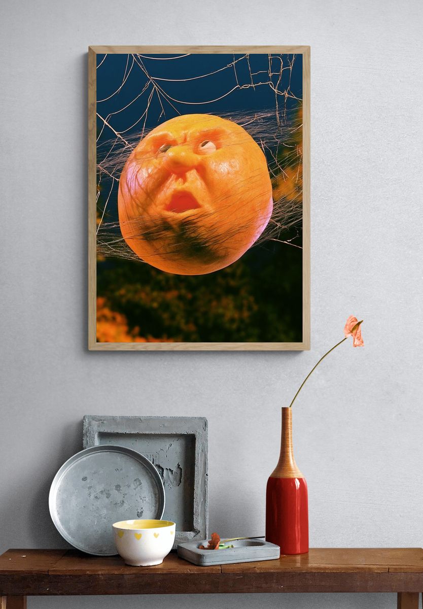Surreal Pumpkin Face Print. — room view 3