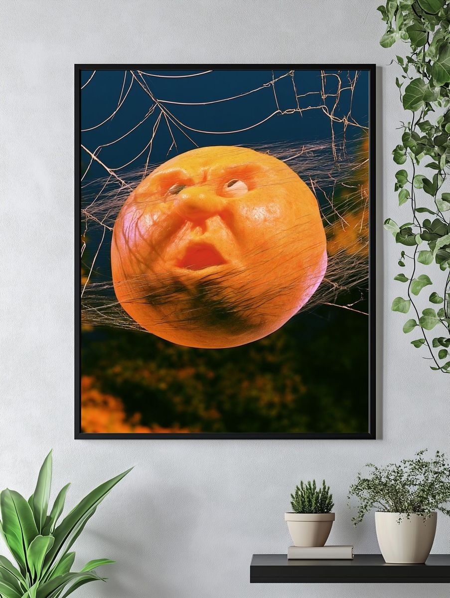 Surreal Pumpkin Face Print. — room view 4