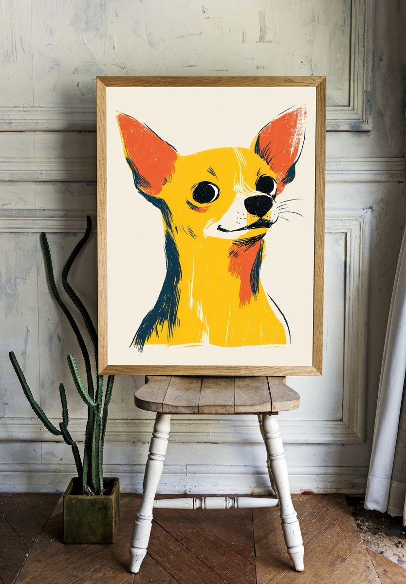 Chihuahua Portrait Illustration Poster room preview