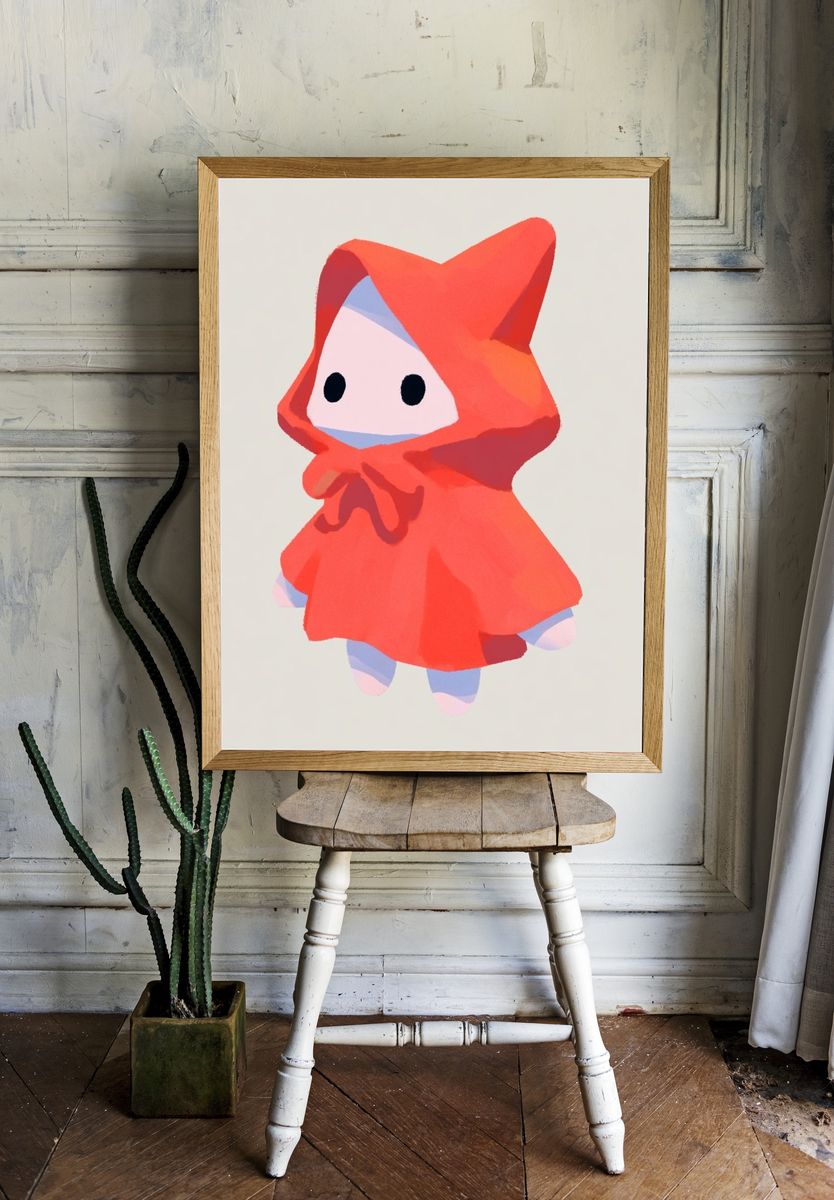 Red Hooded Character Illustration Poster. — room view 1