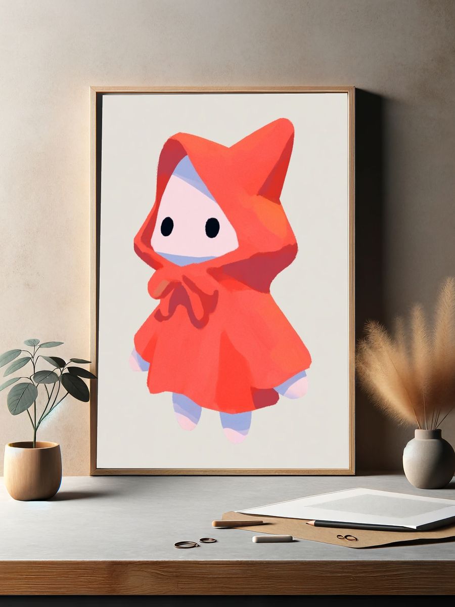 Red Hooded Character Illustration Poster. — room view 2
