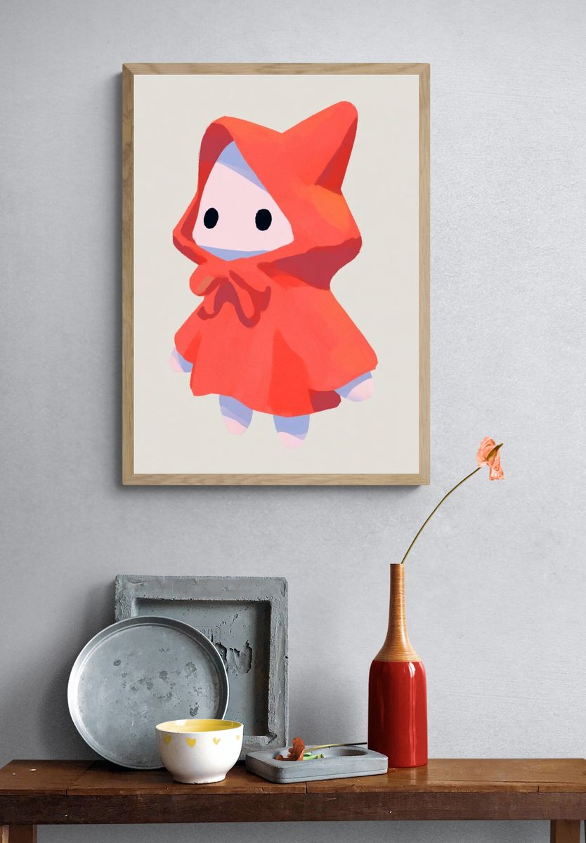 Red Hooded Character Illustration Poster. — room view 3