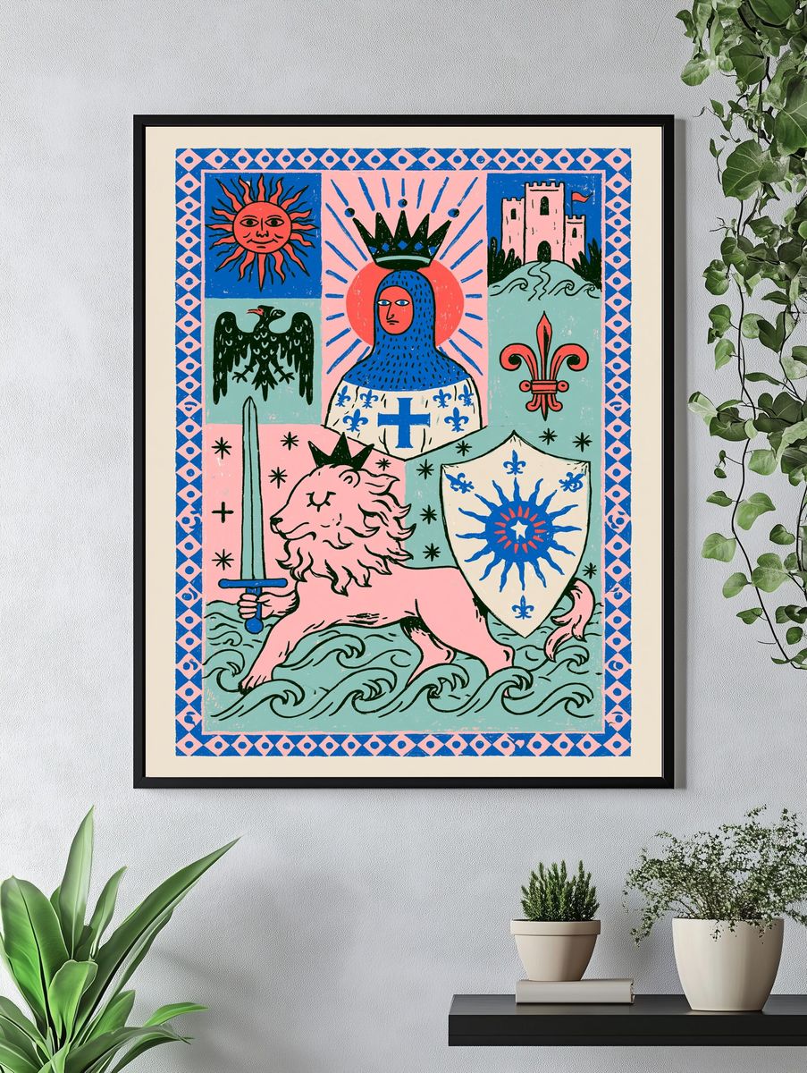 Heraldic Lion Illustration Poster. — room view 4