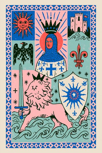 Heraldic Lion Illustration Poster. poster