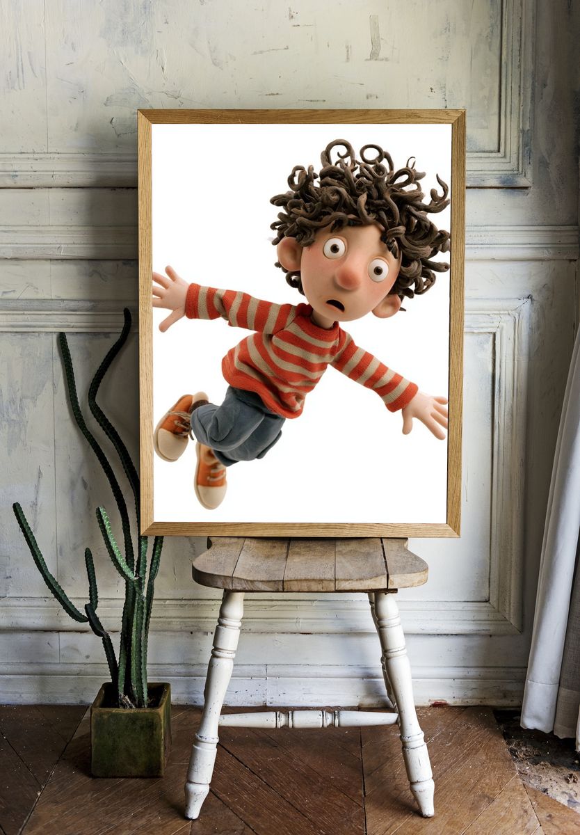 Curious Clay Boy Illustration Poster. — room view 1