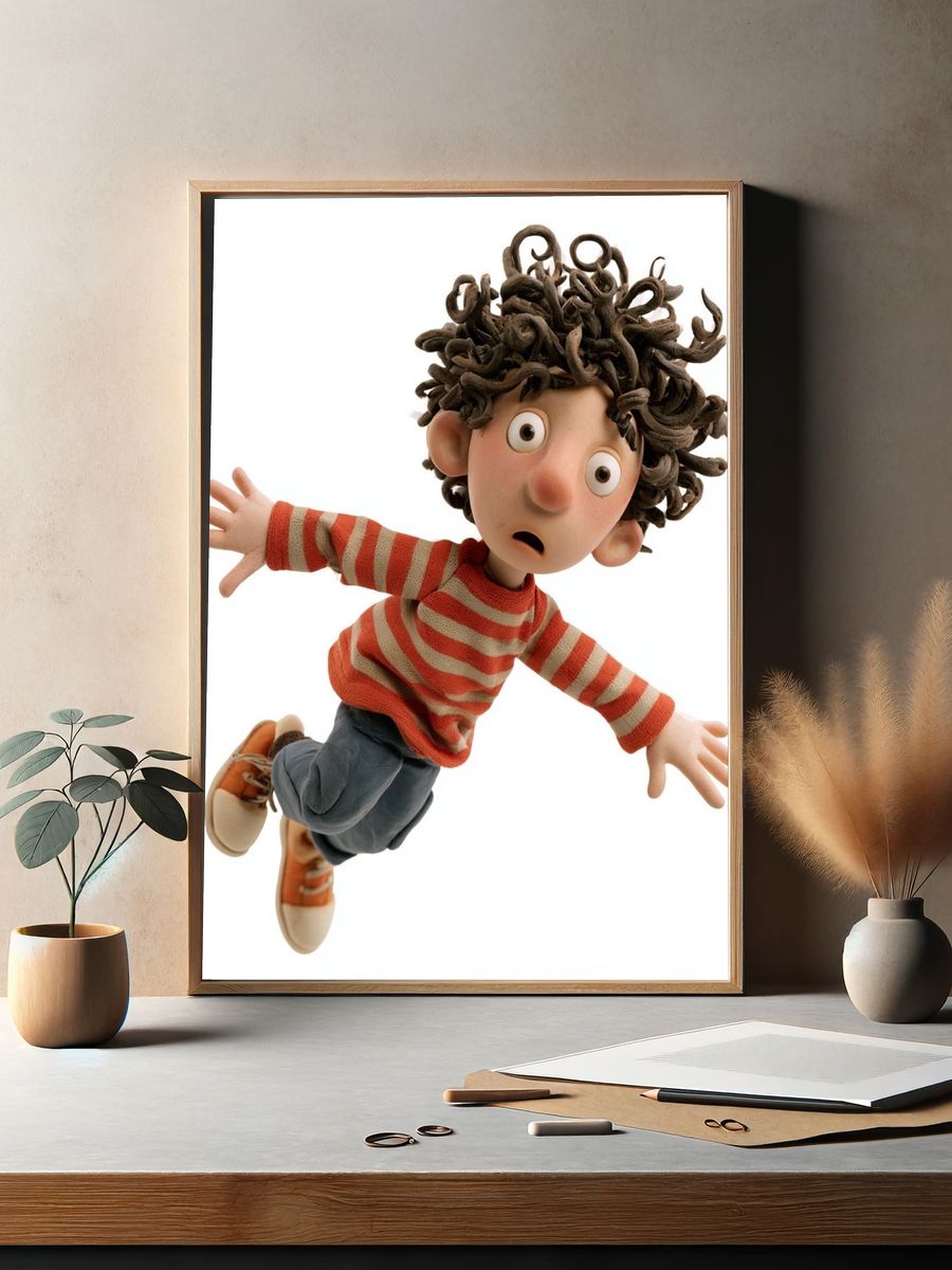 Curious Clay Boy Illustration Poster. — room view 2