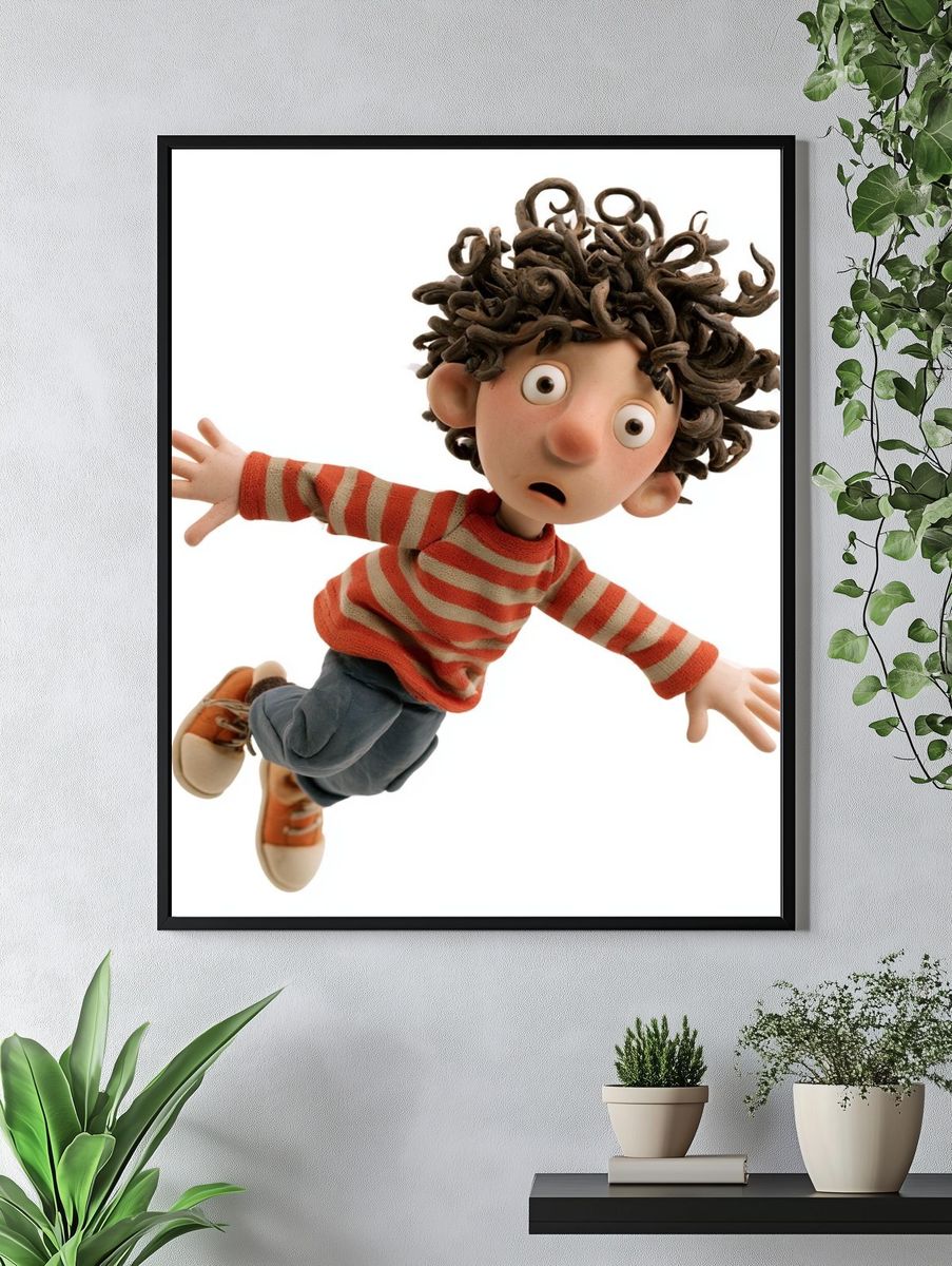 Curious Clay Boy Illustration Poster. — room view 4