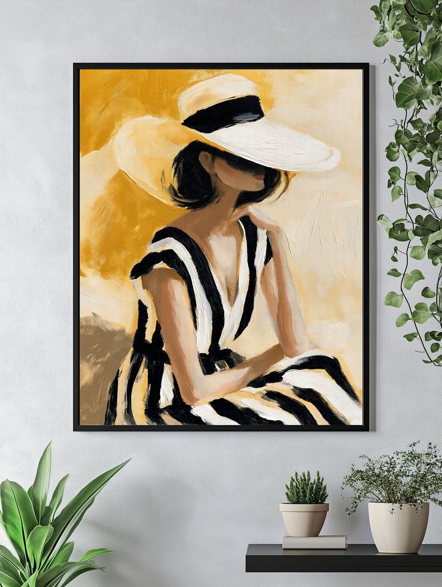 Sun Hat Portrait Illustration Poster. — room view 4