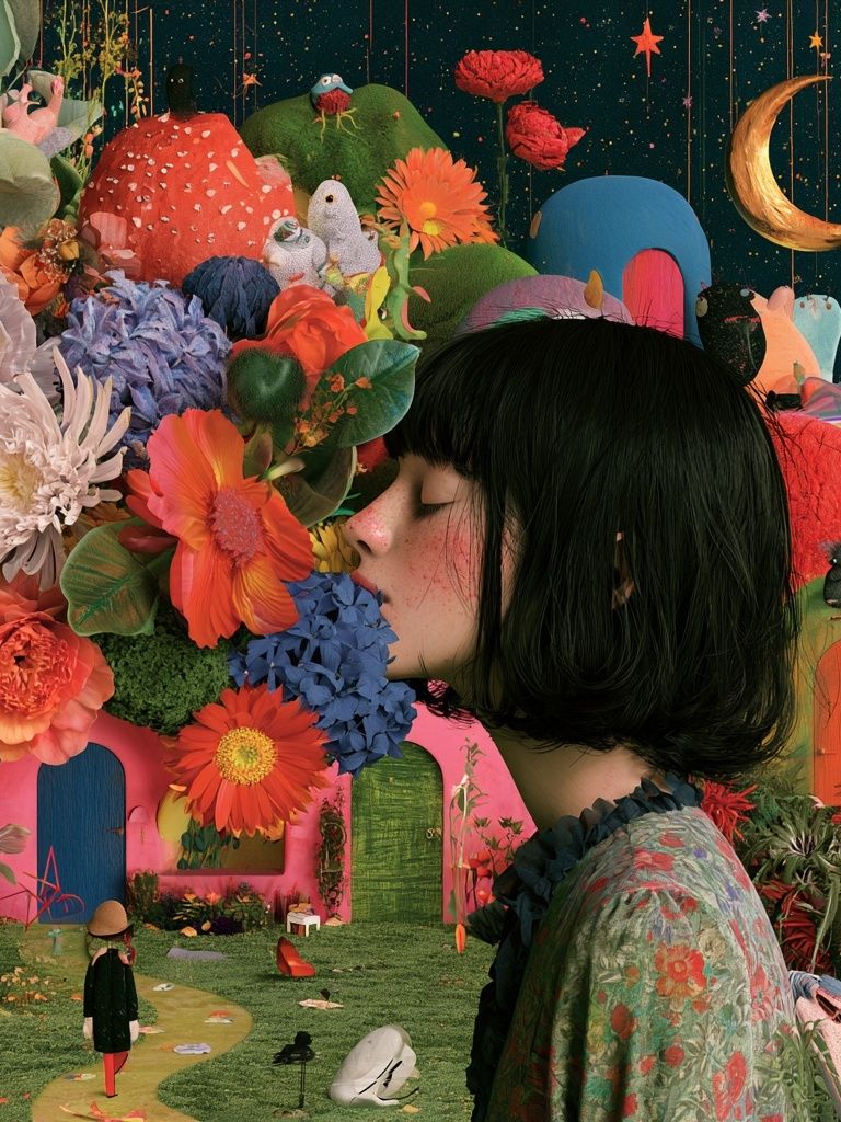 Surreal Floral Dreamscape Poster. poster detail