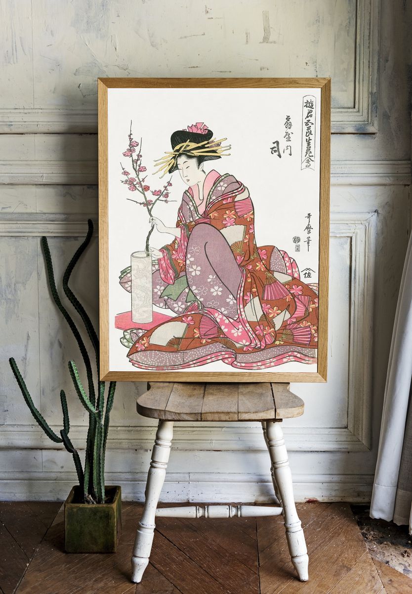 Japanese Geisha Blossom Print room preview