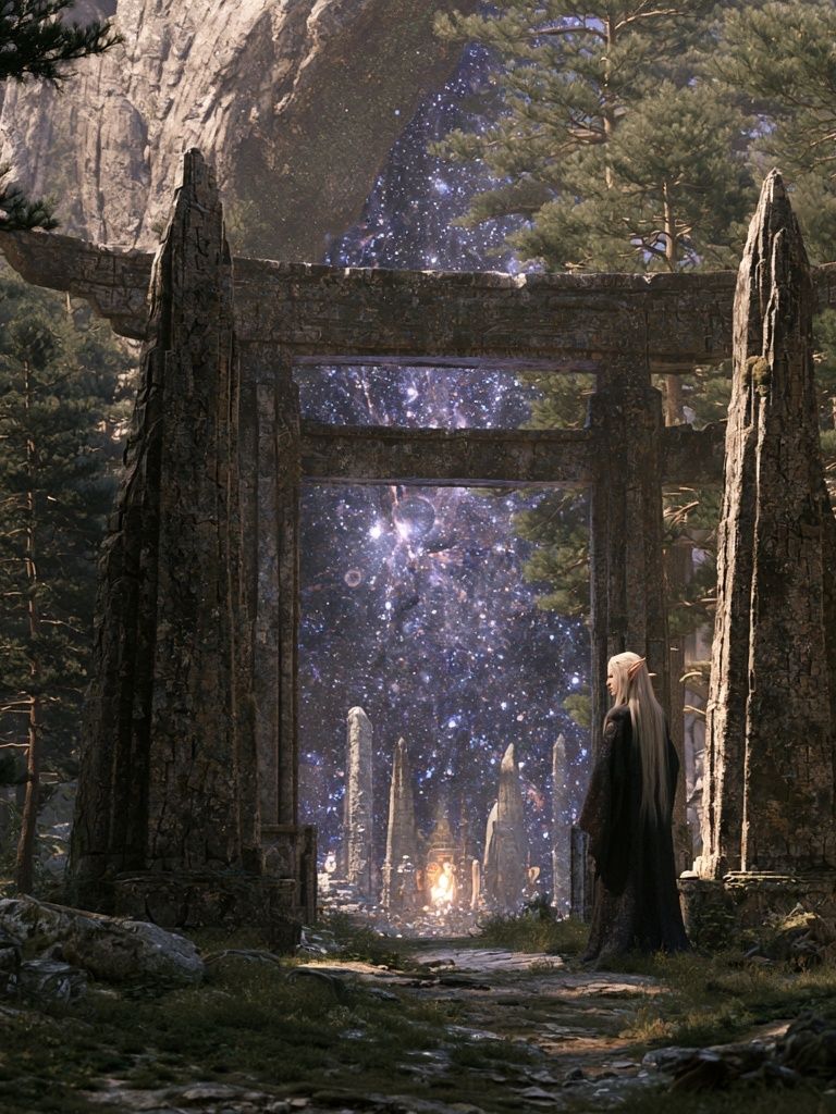 Elven Portal in the Forest Poster. poster — illustration art