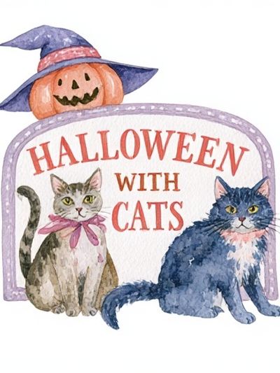Halloween with Cats Illustration Poster. poster