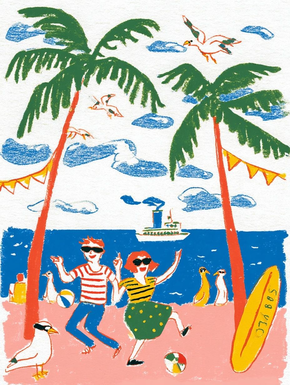 Tropical Beach Dance Illustration Poster. poster detail