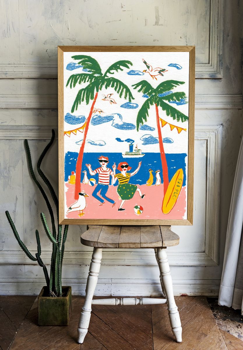 Tropical Beach Dance Illustration Poster room preview