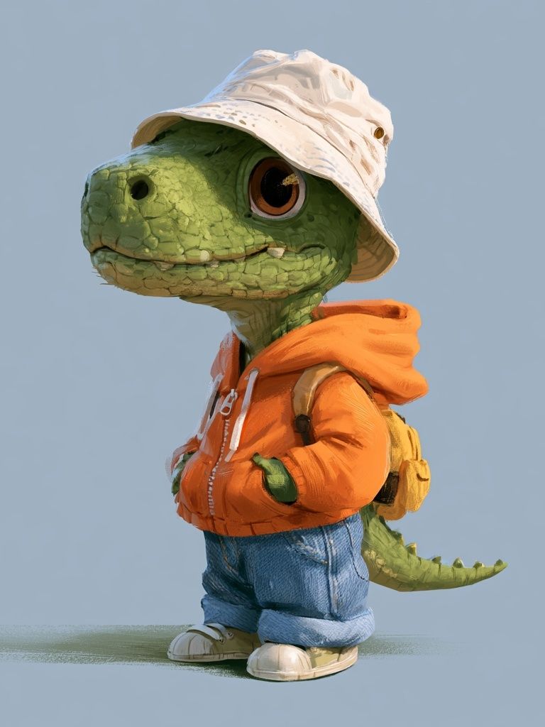 Cute Dino Bucket Hat Illustration Poster. poster detail