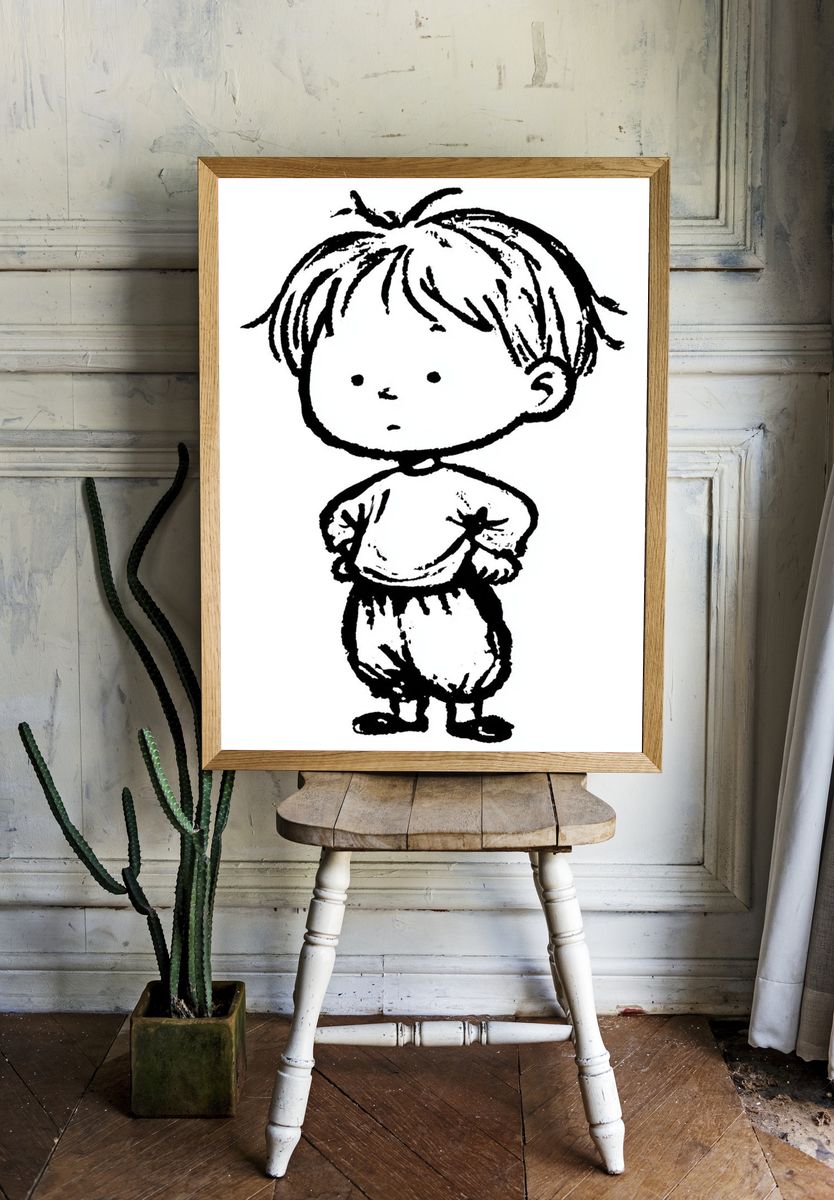 Minimal Child Sketch Poster. room preview
