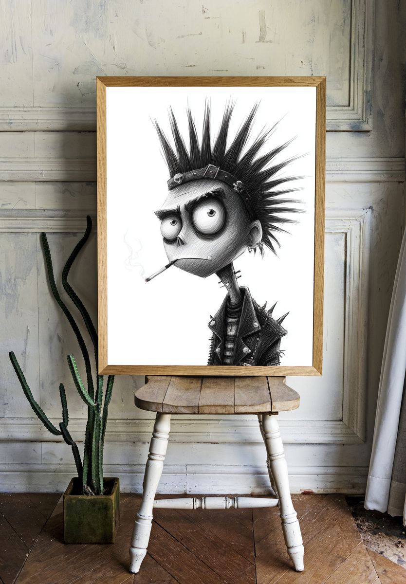 Punk Cartoon Portrait Poster room preview