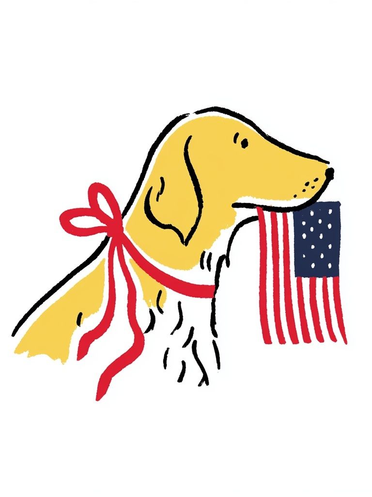 Patriotic Dog Illustration Poster. poster detail