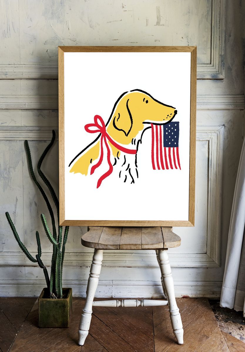 Patriotic Dog Illustration Poster. — room view 1