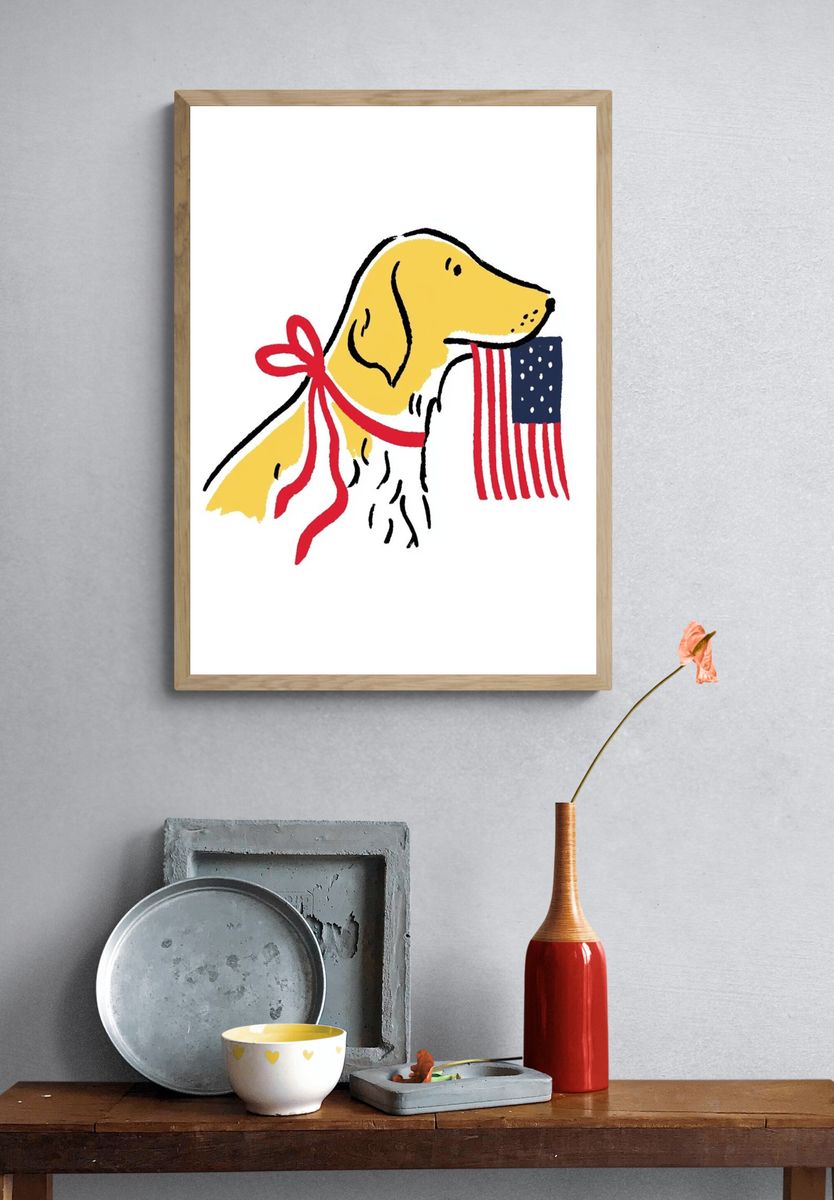 Patriotic Dog Illustration Poster. — room view 3