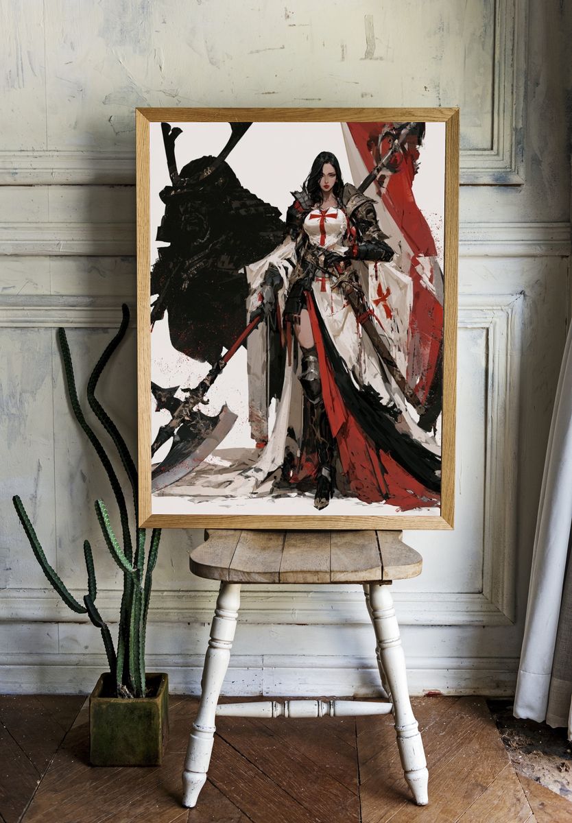 Dark Fantasy Warrior Illustration Poster. room preview