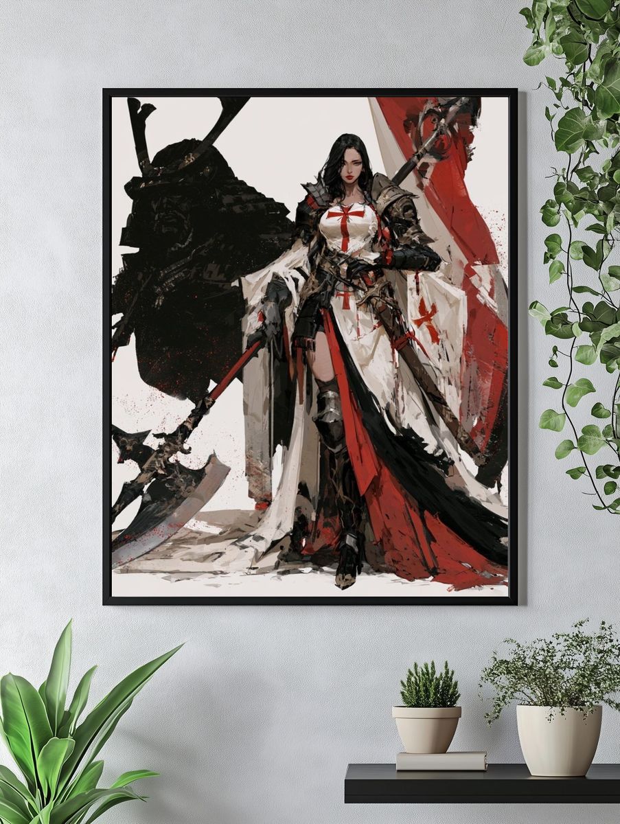Dark Fantasy Warrior Illustration Poster. — room view 4