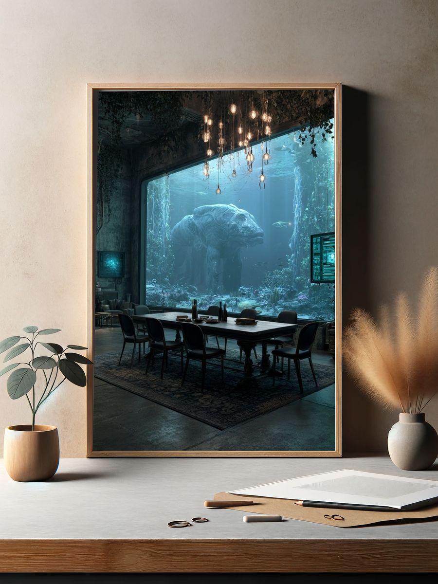 Underwater Dining Room Surrealism Print. — room view 2