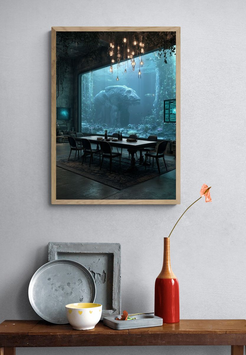 Underwater Dining Room Surrealism Print. — room view 3