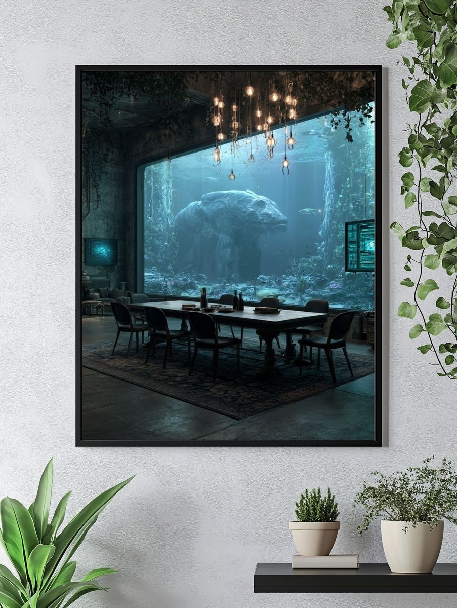 Underwater Dining Room Surrealism Print. — room view 4