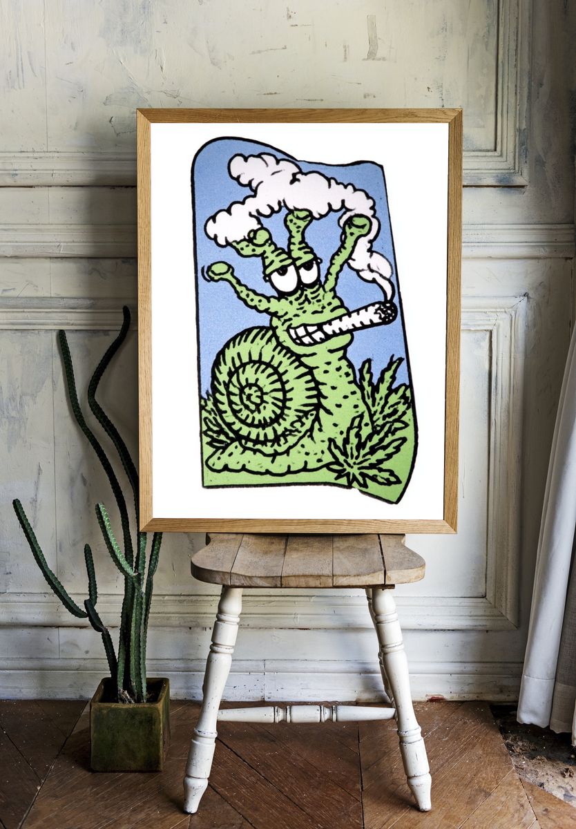 Snail Smoking Cartoon Poster. — room view 1