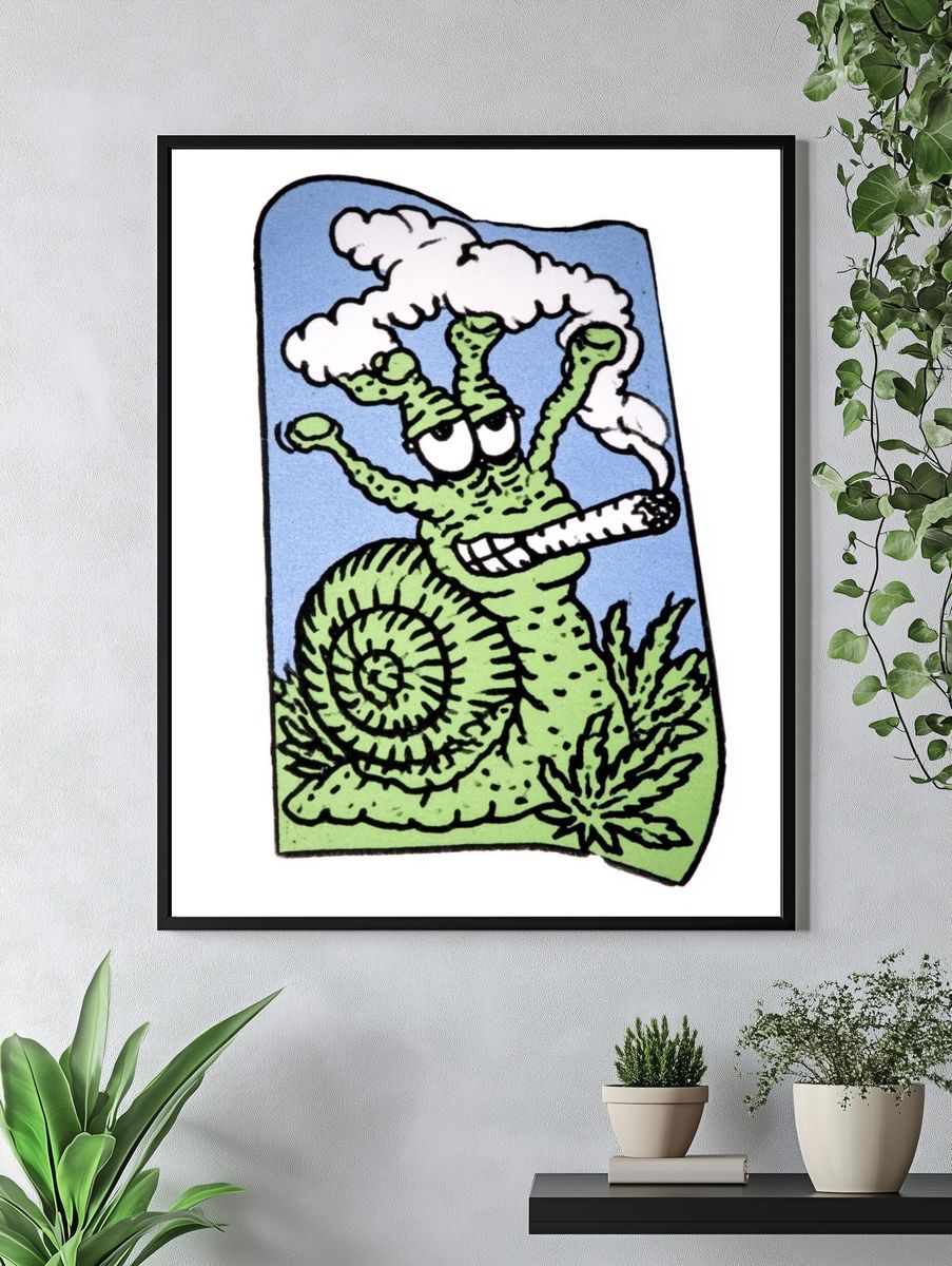 Snail Smoking Cartoon Poster. — room view 4