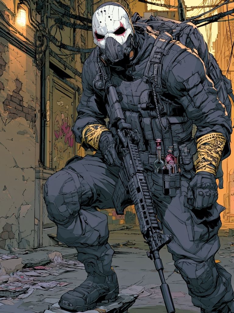 Masked Tactical Soldier Digital Art Poster. poster — illustration art