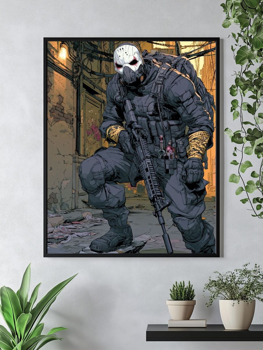 Masked Tactical Soldier Digital Art Poster. — room view 4