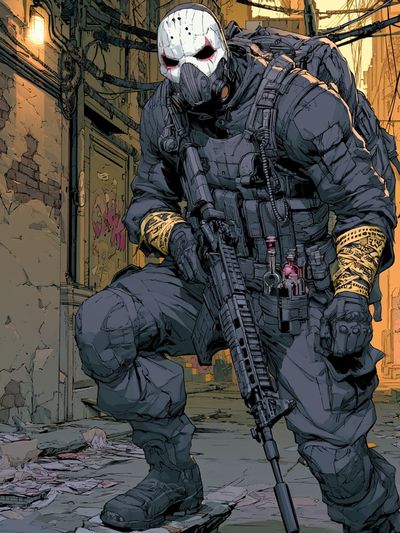Masked Tactical Soldier Digital Art Poster. poster