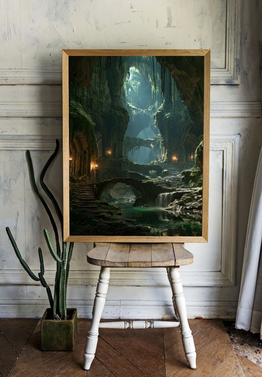 Enchanted Cave Ruins Fantasy Print. — room view 1