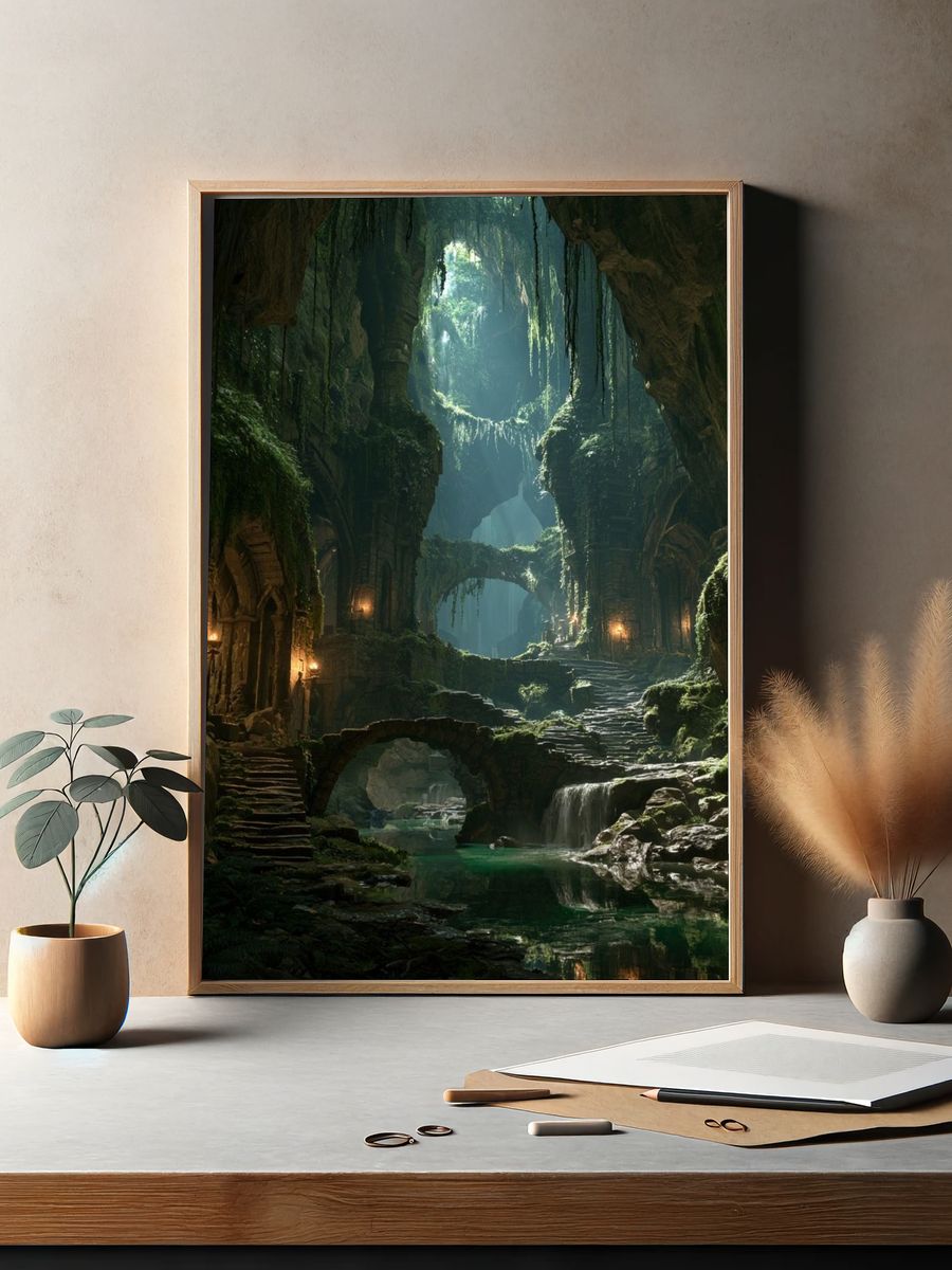 Enchanted Cave Ruins Fantasy Print. — room view 2