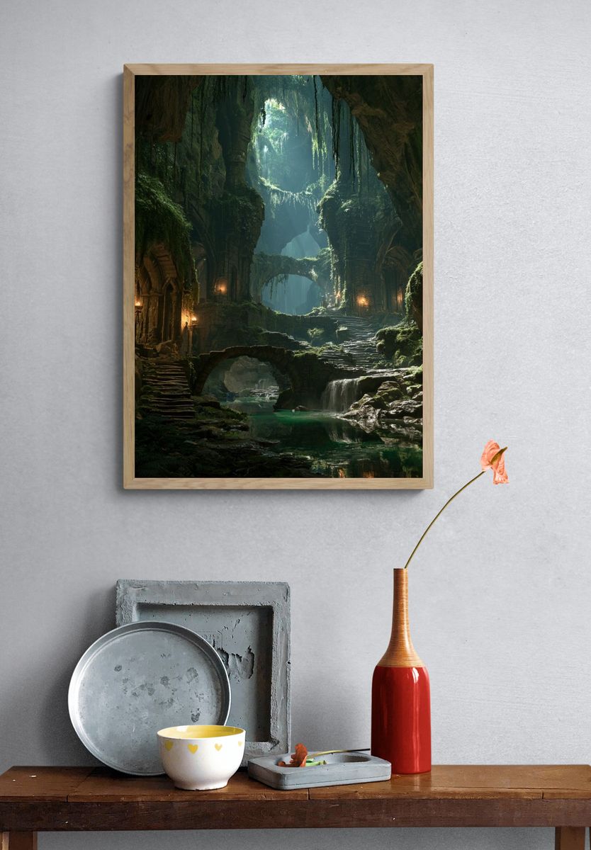 Enchanted Cave Ruins Fantasy Print. — room view 3