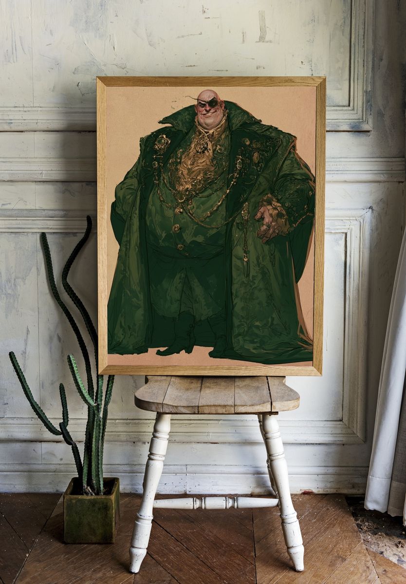 Regal Green Villain Portrait Poster. — room view 1