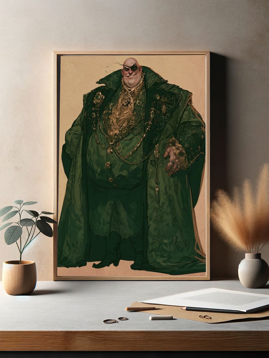 Regal Green Villain Portrait Poster. — room view 2