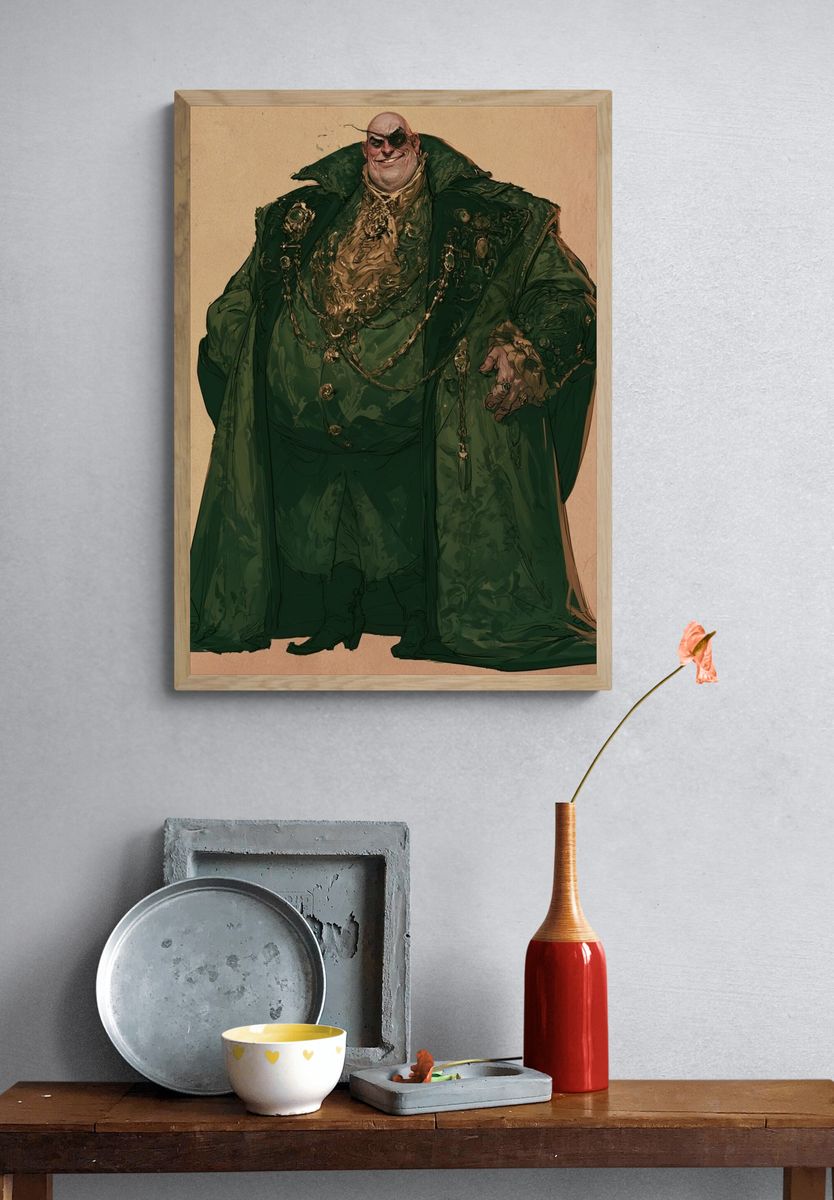 Regal Green Villain Portrait Poster. — room view 3