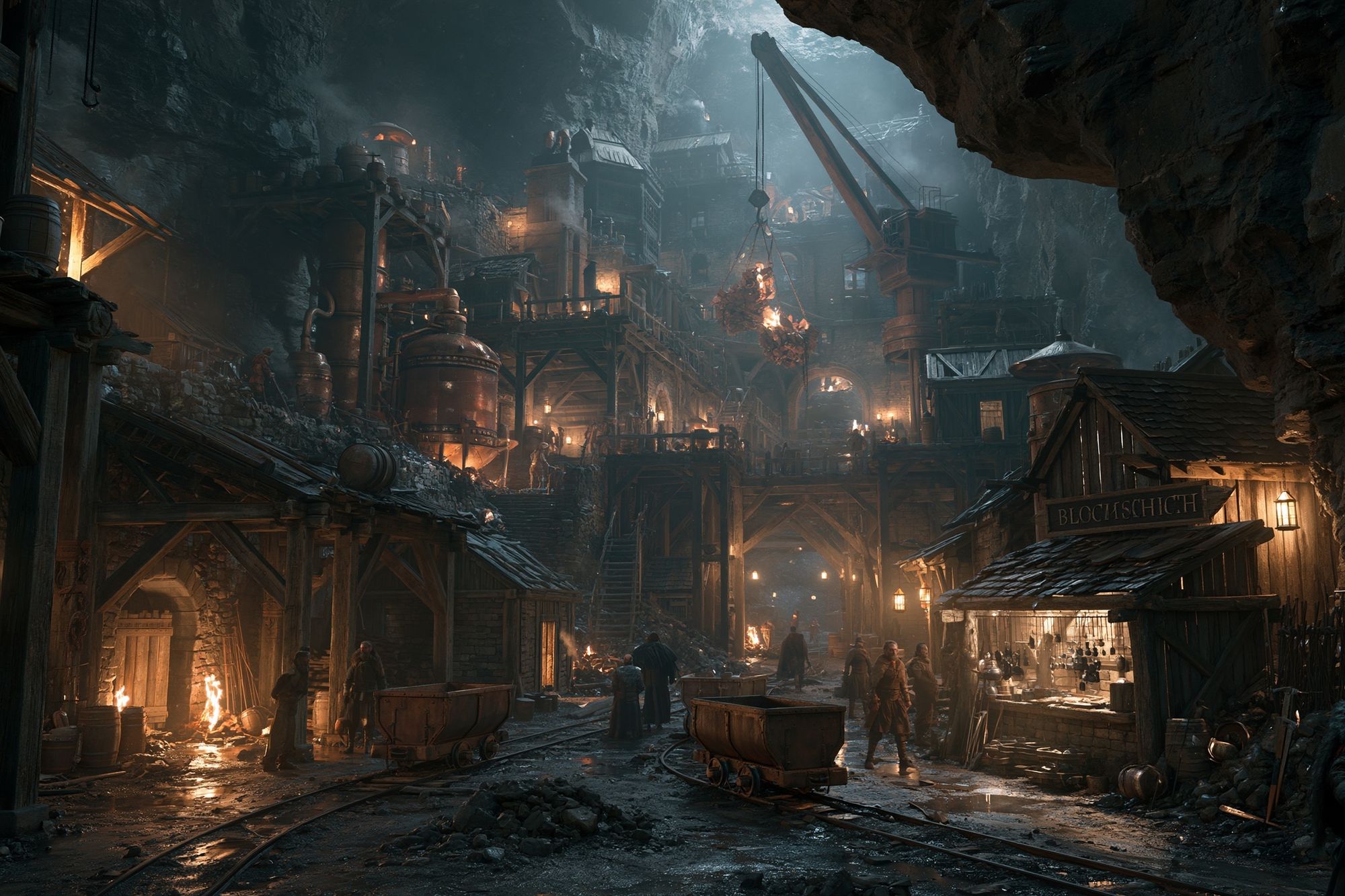 Underground Dwarf Mine Fantasy Print. poster detail