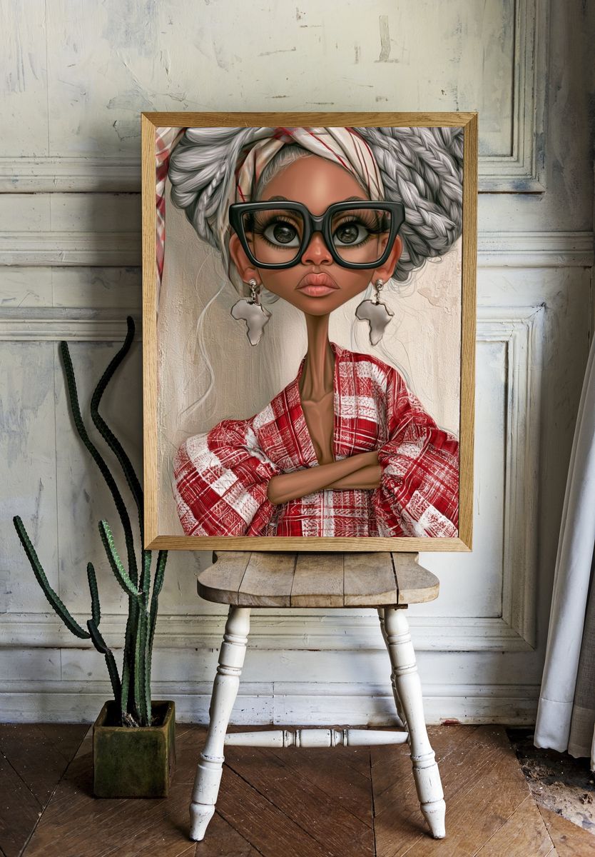 Stylish African Portrait Illustration Poster. room preview