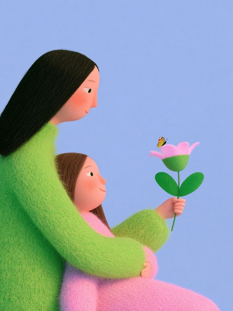 Mother and Child Flower Poster. poster detail