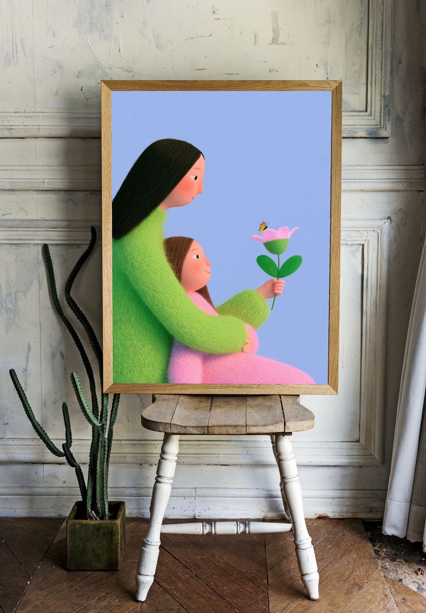 Mother and Child Flower Poster. — room view 1