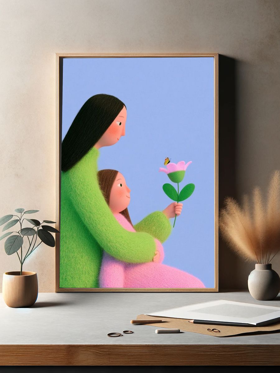 Mother and Child Flower Poster. — room view 2