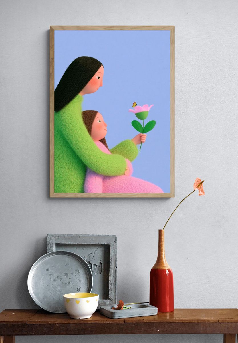 Mother and Child Flower Poster. — room view 3