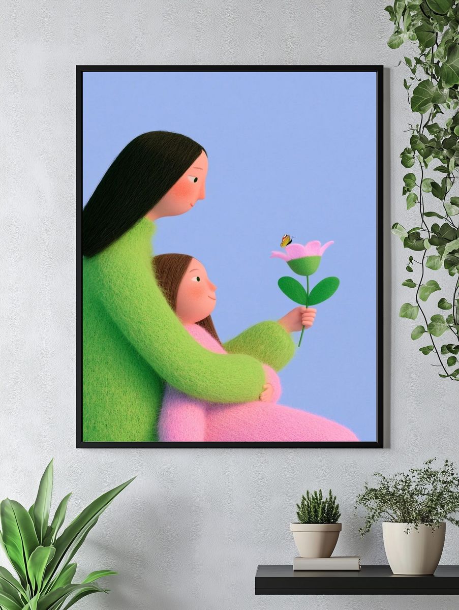 Mother and Child Flower Poster. — room view 4