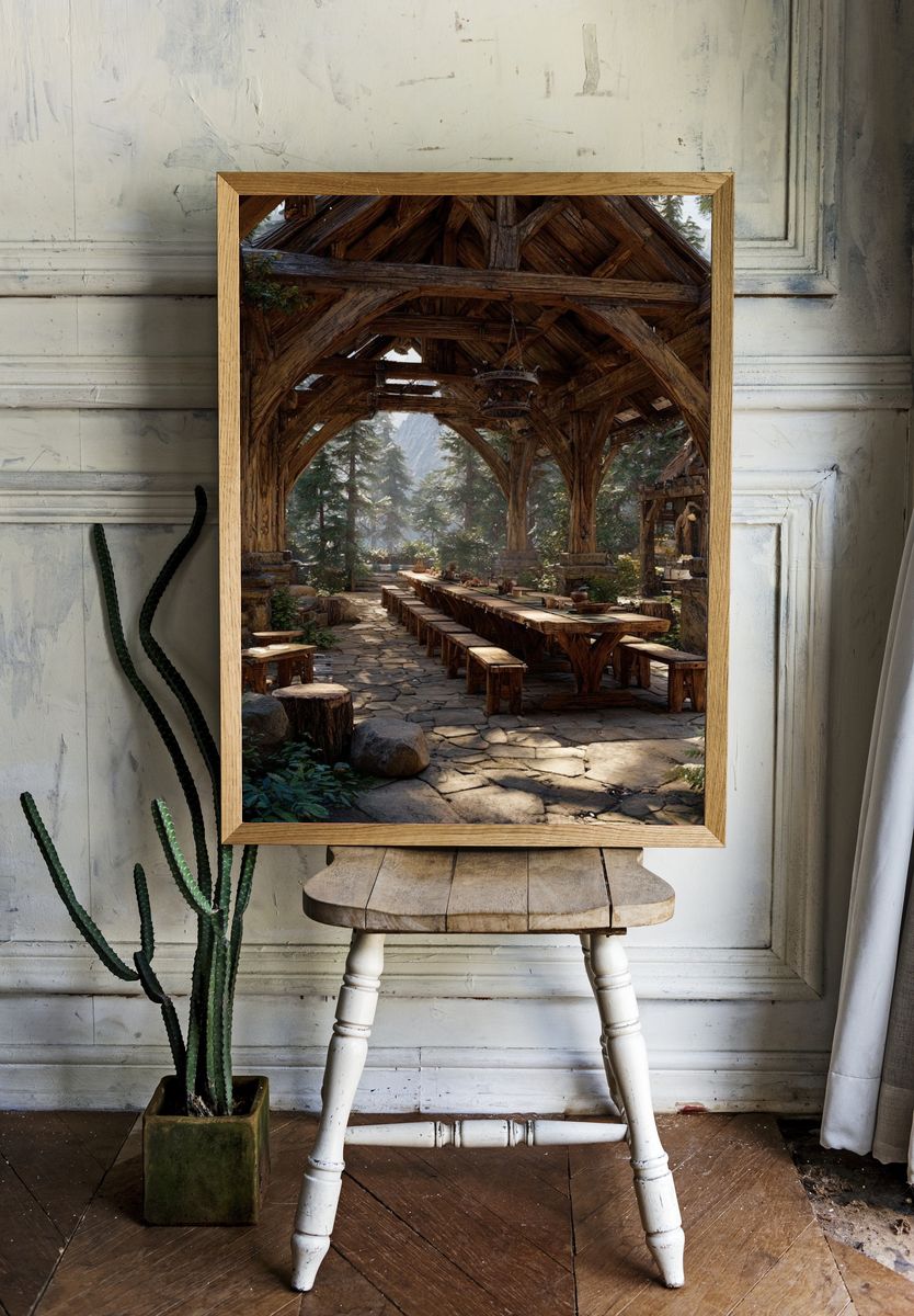 Forest Lodge Interior Illustration Poster. room preview