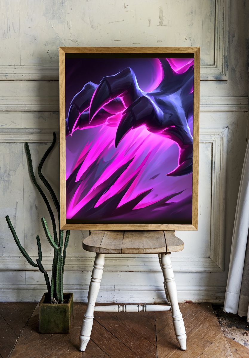 Neon Claw Strike Illustration Poster. — room view 1