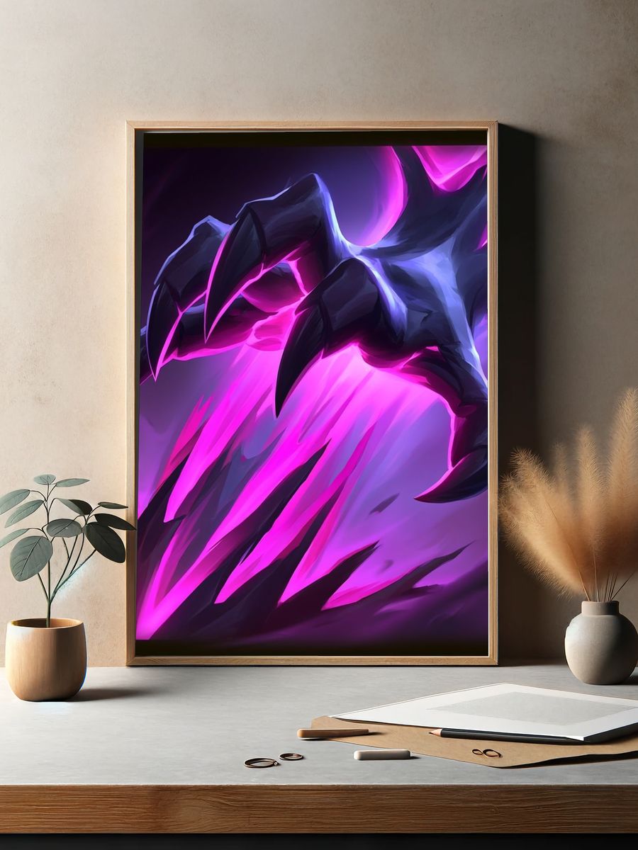 Neon Claw Strike Illustration Poster. — room view 2
